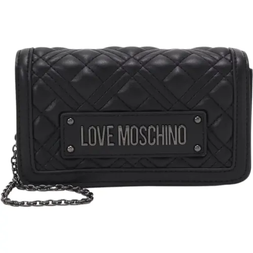 Gepolsterte schwarze Tasche mit goldenen Details , Damen, Größe: ONE Size - Love Moschino - Modalova