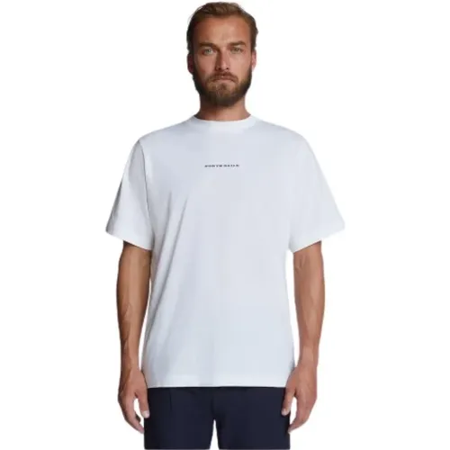 Organisches T-Shirt mit Rundhalsausschnitt und kurzen Ärmeln , Herren, Größe: S - North Sails - Modalova