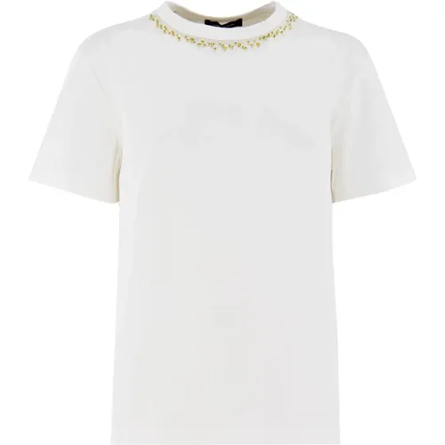 Cotton T-shirt with Mushroom Collar , female, Sizes: S - Fabiana Filippi - Modalova