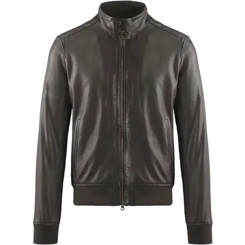 Friz Leather Bomber Jacket , male, Sizes: S, L, 2XL - BomBoogie - Modalova