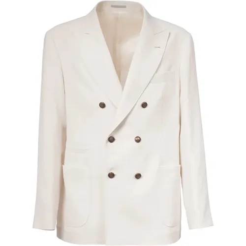 Linen Double-Breasted Jacket , male, Sizes: S - BRUNELLO CUCINELLI - Modalova