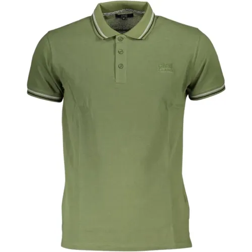 Grünes Baumwoll-Poloshirt mit gesticktem Logo , Herren, Größe: XL - Cavalli Class - Modalova
