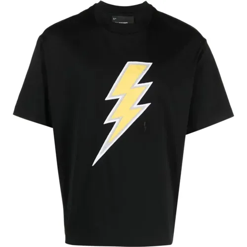 Thunderbolt Print T-shirt , male, Sizes: S - Neil Barrett - Modalova