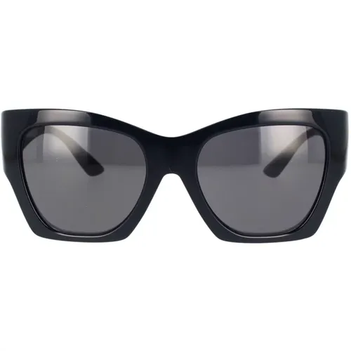 Irregular Shape Sunglasses with Dark Grey Lens and Frame , female, Sizes: 55 MM - Versace - Modalova