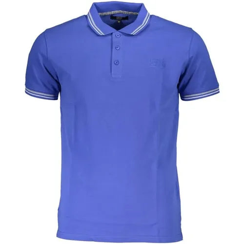 Blau Besticktes Poloshirt mit Kontrastdetails , Herren, Größe: L - Cavalli Class - Modalova