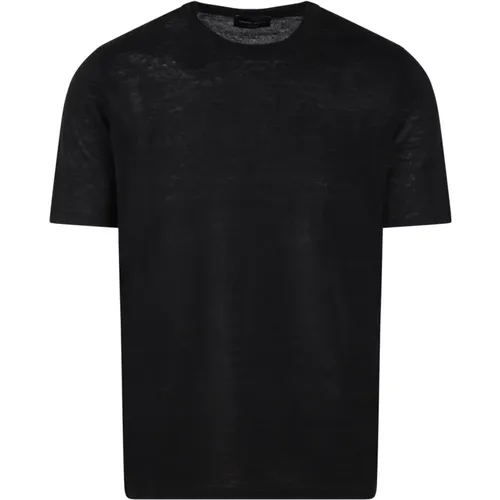Linen Knit Short Sleeve T-Shirt , male, Sizes: L - Roberto Collina - Modalova