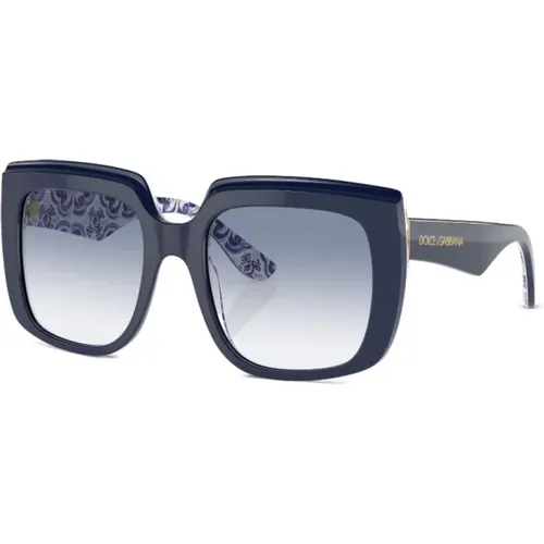Blaue Sonnenbrille mit Original-Etui,Mode Sonnenbrille Schwarz Grau Verlauf - Dolce & Gabbana - Modalova