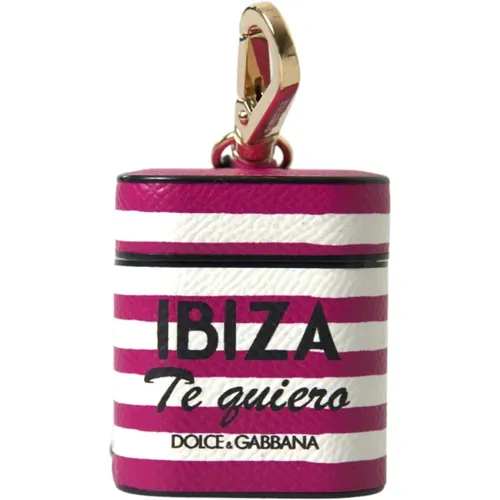 Schicke Fuchsia Leder Airpods Tasche - Dolce & Gabbana - Modalova