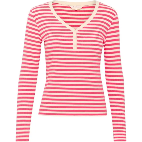 Emmeliapw Long Sleeve V-Neck T-Shirt , female, Sizes: 2XL, L, M, S, XL - Part Two - Modalova