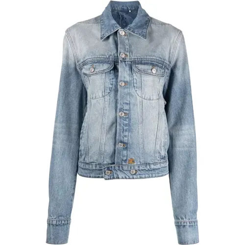 Vintage-Inspired Denim Jacket with Belt Detail , female, Sizes: M - Courrèges - Modalova