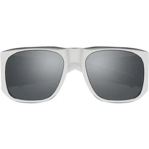 Quadratische Metall-Sonnenbrille Silber Verspiegelt , unisex, Größe: 58 MM - Saint Laurent - Modalova