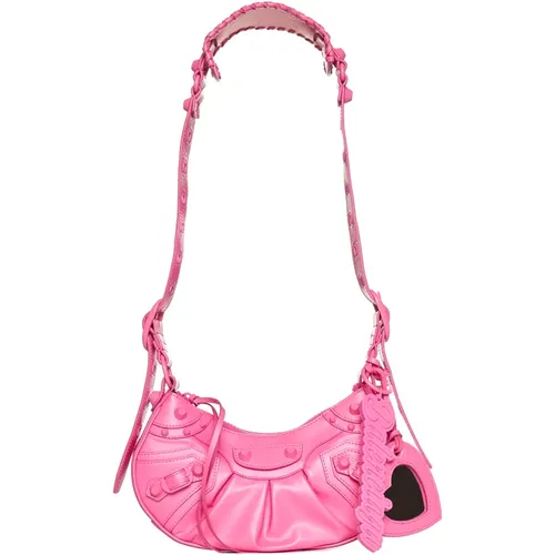 Rosa Taschen für Modebegeisterte,Fuchsia Bubblegum Tasche mit Nieten - Balenciaga - Modalova