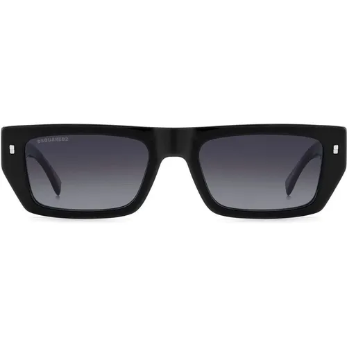 Icon 0011/S Schwarz/Graue Sonnenbrille,ICON Sonnenbrille 0011/S,Moderne und Glamouröse Sonnenbrillen,Ikonoische Sonnenbrille 0011/S - Dsquared2 - Modalova