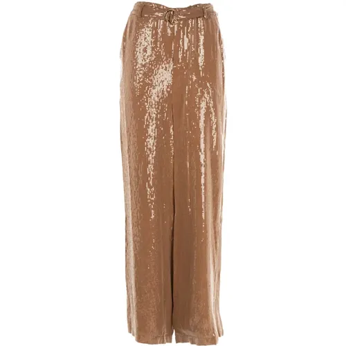 Elegant Wide Leg Pants Sequins , female, Sizes: XS - Fracomina - Modalova