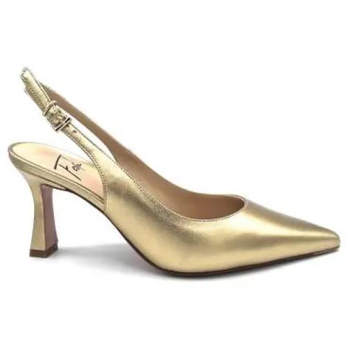 Gold Laminate Slingback Heels , female, Sizes: 6 UK, 5 UK, 3 UK, 7 UK - Roberto Festa - Modalova