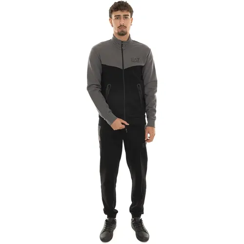 Kontrast-Zip-Trainingsanzug mit Seitenlogo , Herren, Größe: XL - Emporio Armani EA7 - Modalova