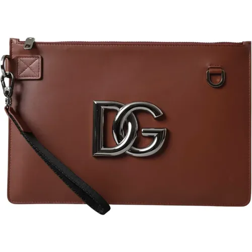 Calf Leather DG Logo Pouch , male, Sizes: ONE SIZE - Dolce & Gabbana - Modalova