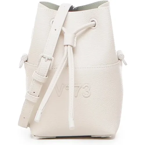 Weiße Mini Eimer Tasche mit Zugband - V73 - Modalova