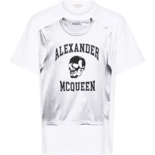 Weißes T-Shirt mit Grafikdruck , Herren, Größe: L - alexander mcqueen - Modalova