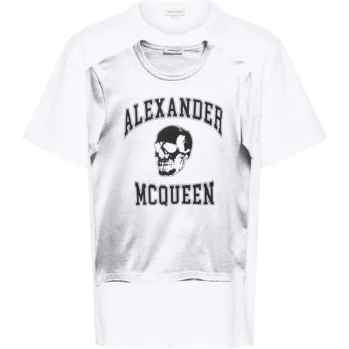 Weißes T-Shirt mit Grafikdruck , Herren, Größe: M - alexander mcqueen - Modalova