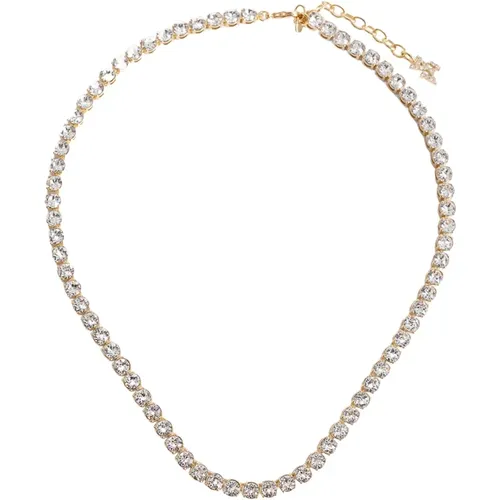 Gold Chrom Kristall Tennis Halskette , Damen, Größe: ONE Size - Amina Muaddi - Modalova
