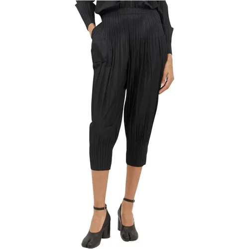 Plissierte Flauschige Tapered Hose , Damen, Größe: L - Issey Miyake - Modalova