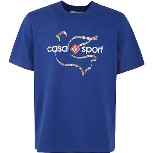 Colombes Flagge Bedrucktes T-Shirt , Herren, Größe: XL - Casablanca - Modalova