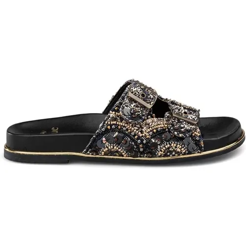 Embellished Buckle Flat Sandal , female, Sizes: 7 UK, 8 UK, 6 UK, 5 UK, 4 UK, 3 UK - Alma en Pena - Modalova