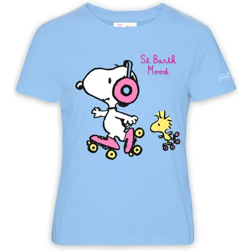 Snoopy Mood Crew Neck T-Shirt , Damen, Größe: L - MC2 Saint Barth - Modalova