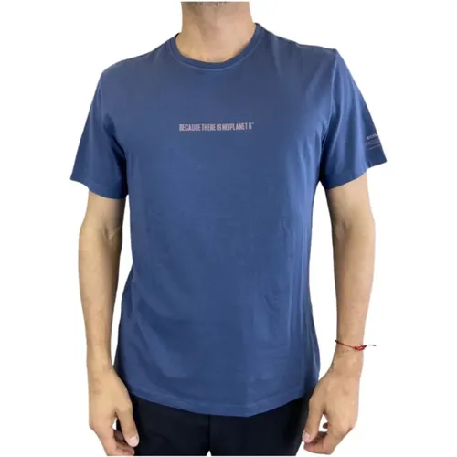 Blau Kurzarm T-Shirt , Herren, Größe: L - Ecoalf - Modalova