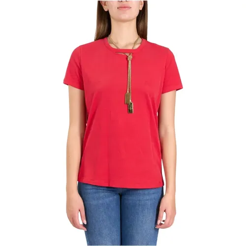 Jersey T-shirt with necklace , female, Sizes: L, S, M - Elisabetta Franchi - Modalova