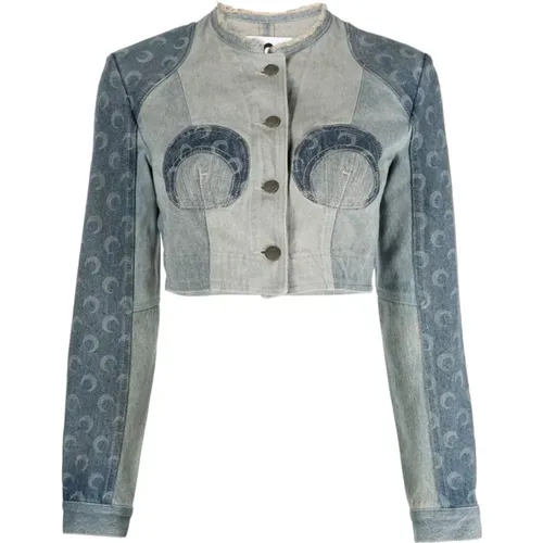 Patchwork Crescent Moon Denim Jacket , female, Sizes: XS - Marine Serre - Modalova