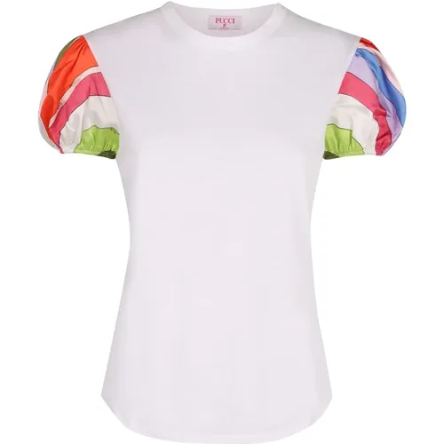 Bedruckte Ärmel Baumwoll-T-Shirt - EMILIO PUCCI - Modalova