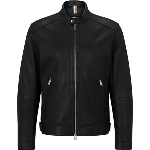 Biker Leather Jacket Mansell , male, Sizes: L - Hugo Boss - Modalova