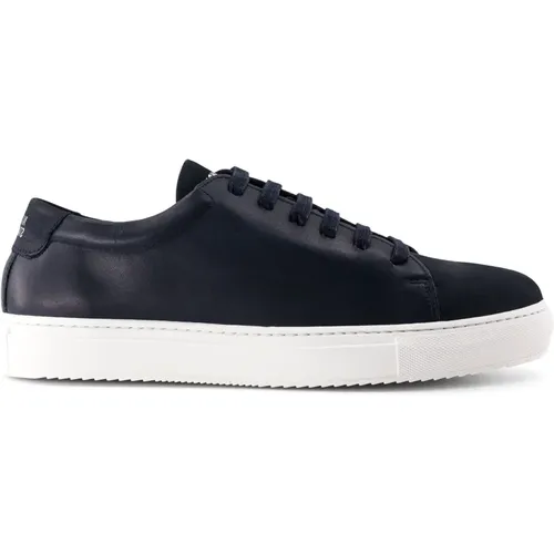 Handcrafted Navy Nubuck Sneakers , male, Sizes: 7 UK, 6 UK, 9 1/2 UK, 11 UK - National Standard - Modalova