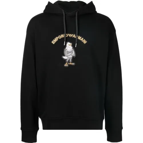 Cartoon Manga Hoodie with Maxi Patch , male, Sizes: S - Emporio Armani - Modalova