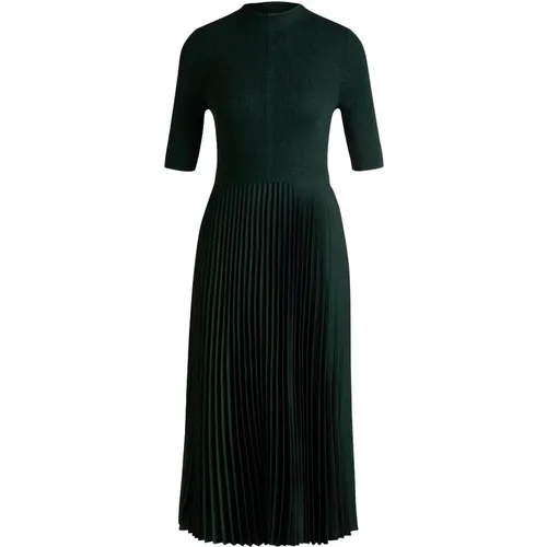 Grünes Midi-Kleid mit Metallischen Details , Damen, Größe: L - Hugo Boss - Modalova