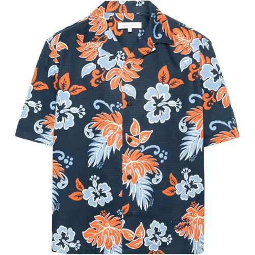 Floral Print Camp Collar Shirt , male, Sizes: M, S - Maison Kitsuné - Modalova