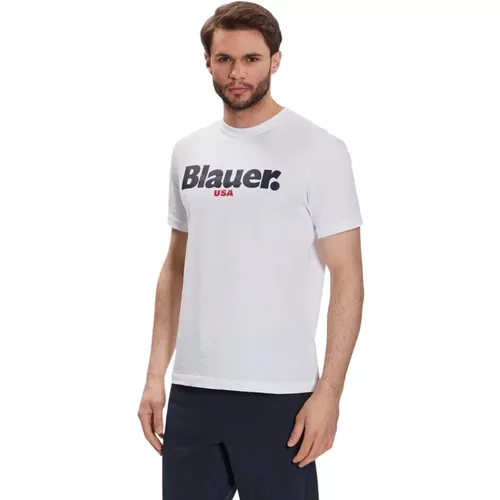 Basic T-Shirt , male, Sizes: 2XL - Blauer - Modalova