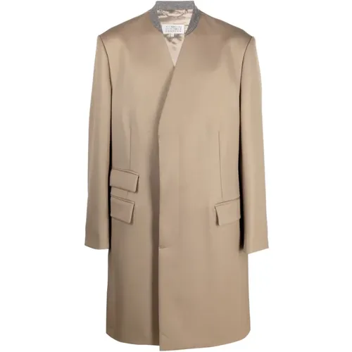 Camel Wool Blend Single-Breasted Coat , male, Sizes: M - Maison Margiela - Modalova