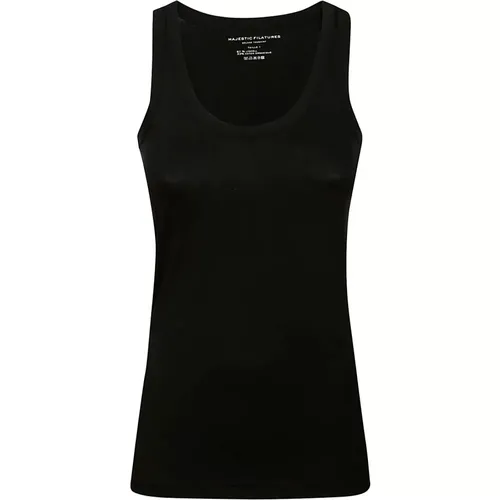 Sleeveless Tops,Ärmelloses Top mit weitem Ausschnitt - majestic filatures - Modalova