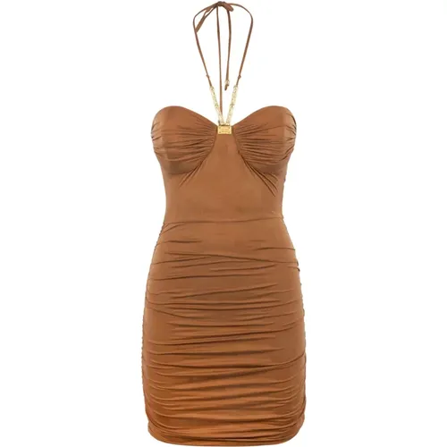 Leather Dress , female, Sizes: L - Elisabetta Franchi - Modalova