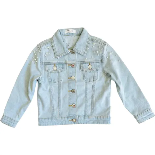 Denimjacke mit Perlen-Details - ViCOLO - Modalova