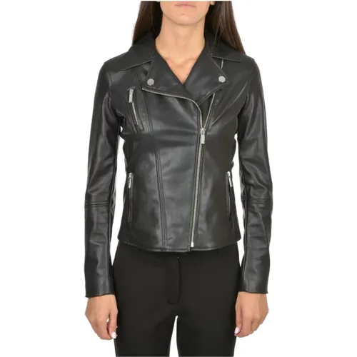 Schwarze Biker Kunstlederjacke - Emporio Armani - Modalova