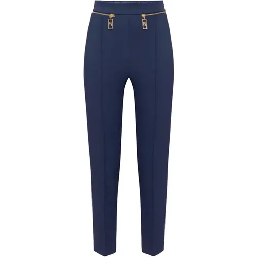 Blaue Slim Fit Hose , Damen, Größe: M - Elisabetta Franchi - Modalova