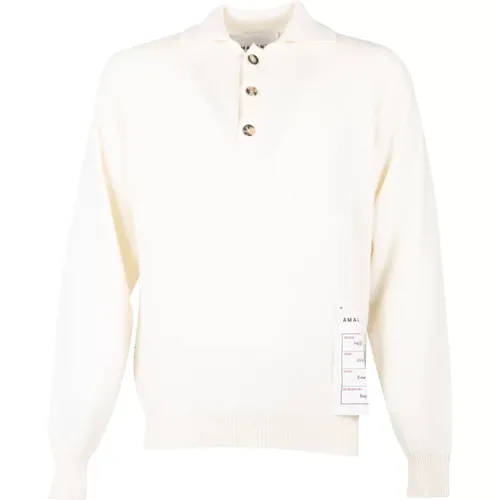 Buttoned Cream Sweater , male, Sizes: XL - Amaránto - Modalova