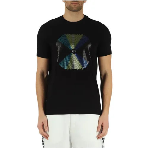 Slim Fit T-Shirt aus Stretch-Baumwolle , Herren, Größe: 2XL - Armani Exchange - Modalova