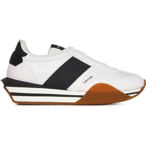 White Sneakers with Leather Details , male, Sizes: 7 UK, 8 UK, 9 UK, 6 UK - Tom Ford - Modalova