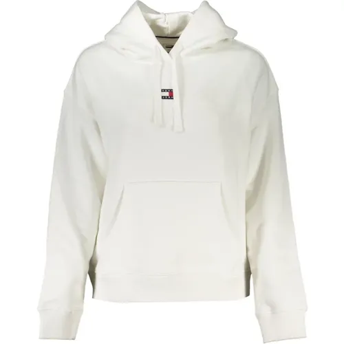 Weiße Kapuzenpullover mit Logo-Applikation , Damen, Größe: M - Tommy Hilfiger - Modalova