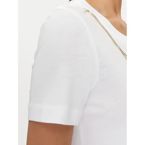 Weißes T-Shirt aus Baumwollmischung mit Abnehmbaren Ketten , Damen, Größe: M - Guess - Modalova